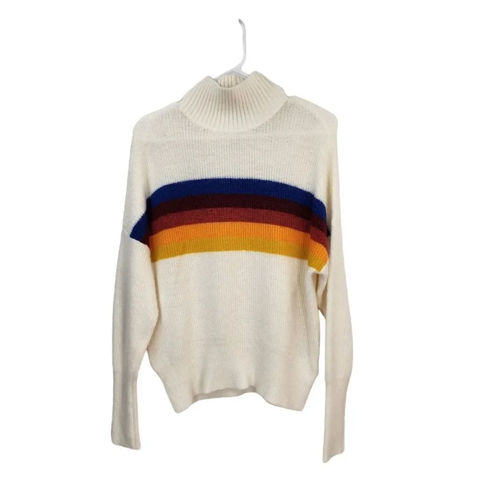 Express Women's Rib-Knit Mid Stripe Mock Neck Sweater - SP